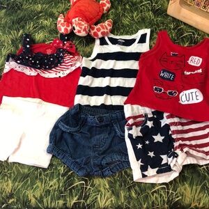 Baby/ Toddler Girl Red, White & Blue outfits 12-24M